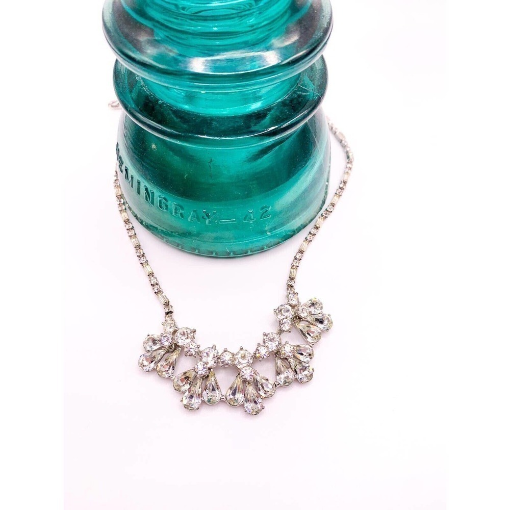 Vintage Bogoff Rhinestone Cluster Necklace Art De… - image 3